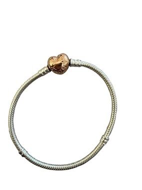 Pandora Moments Heart Clasp Snake Chain Bracelet Rose gold